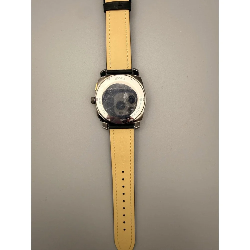 Fossil‎ FS4777 Oversized 45mm Gunmetal Watch New Crystal Leather Band